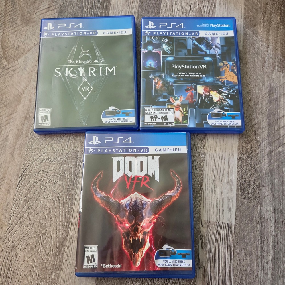 PS4 PlayStation VR Game Bundle Skyrim VR DOOM VFR Demo Disc 2.0 Lot